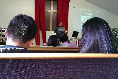 At the back.