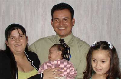 Pastor Norberto Guerra with Alba, Allan and Saraí